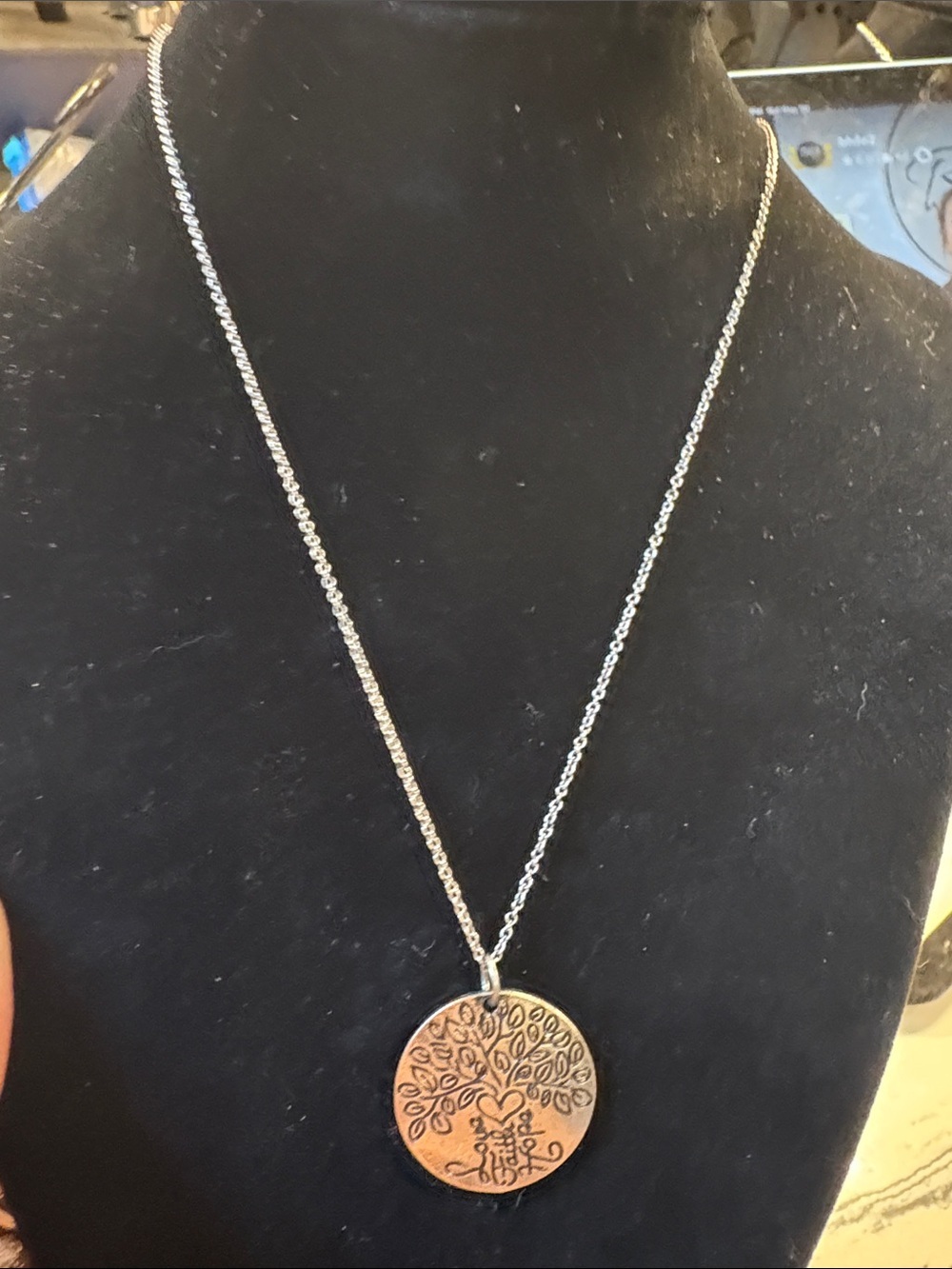 Round Tree of Life Pendant Necklace in Silver Tone